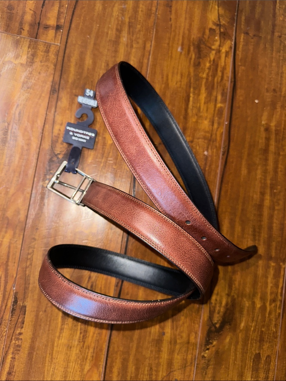 Roundtree & Yorke Big & Tall Reversible Leather Belt Brown Black Size 54